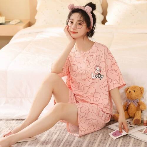 Women Pajamas Sets Big Size XXL Sleepwear Short Sleeve Pyjam