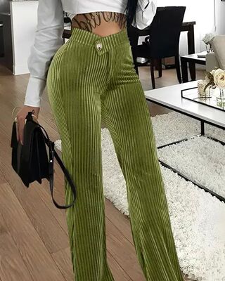 Women's Pants 2023 Summer Fashion Elegant Overlap Waist Cord