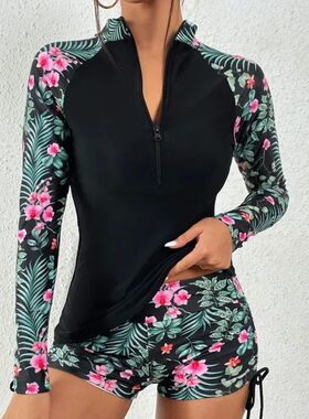 Female Swimsuit with Long Sleeves Swimwear Sports Surfing Ta