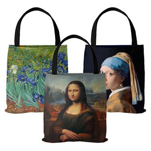 [Canvas Bag] Oil Painting Printed Canvas Bag Women's Lightwe