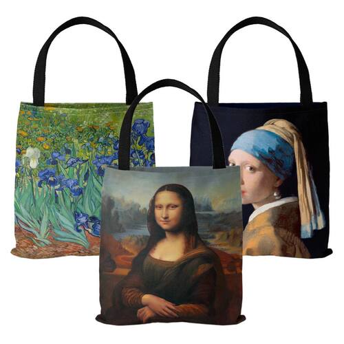 [Canvas Bag] Oil Painting Printed Canvas Bag Women's Lightwe