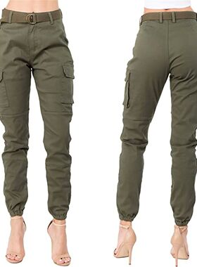 Plus Size Cargo Pants Women High Waist Slim Fit Jogger Cargo