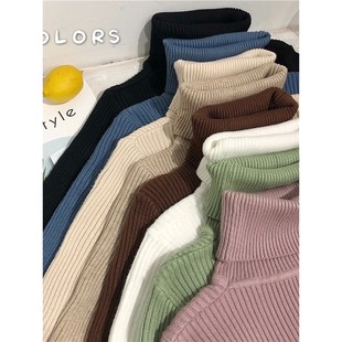 2024 Autumn Winter Turtleneck Korean Womens Tops Sli Sweater