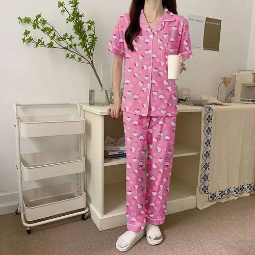 2Pcs Kawaii Sanrio Pajamas Anime Hello Kitty Cute Cartoon Su
