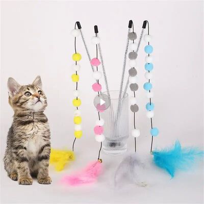 Funny Kitten Cat Teaser Interactive Toy Rod With Bell And To