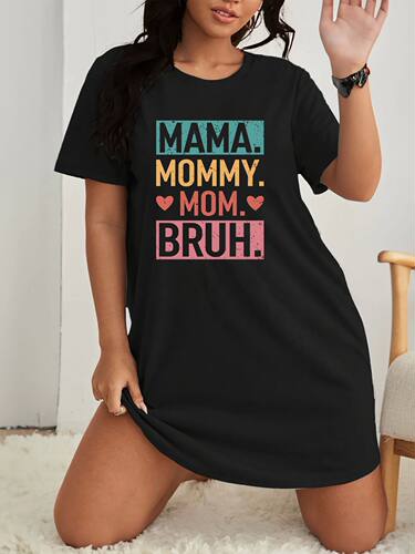 Plus Size Casual Lounge Dress, Women's Plus Letter & Heart P