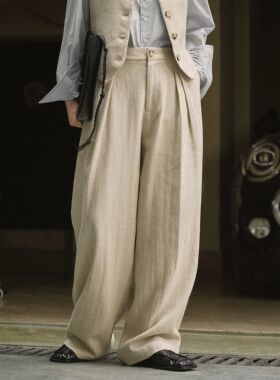 2023 Spring women's casual solid color high waist loose wide