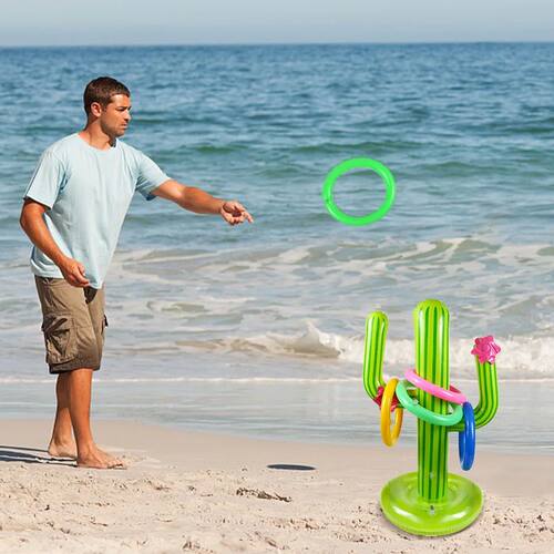 Inflatable Cactus Ring Toss Game Toy Set for Summer Beach Lu