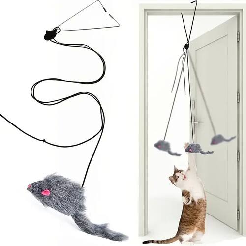 Simulation Mouse Cats Toy Funny Self-hey Hanging Door Retrac