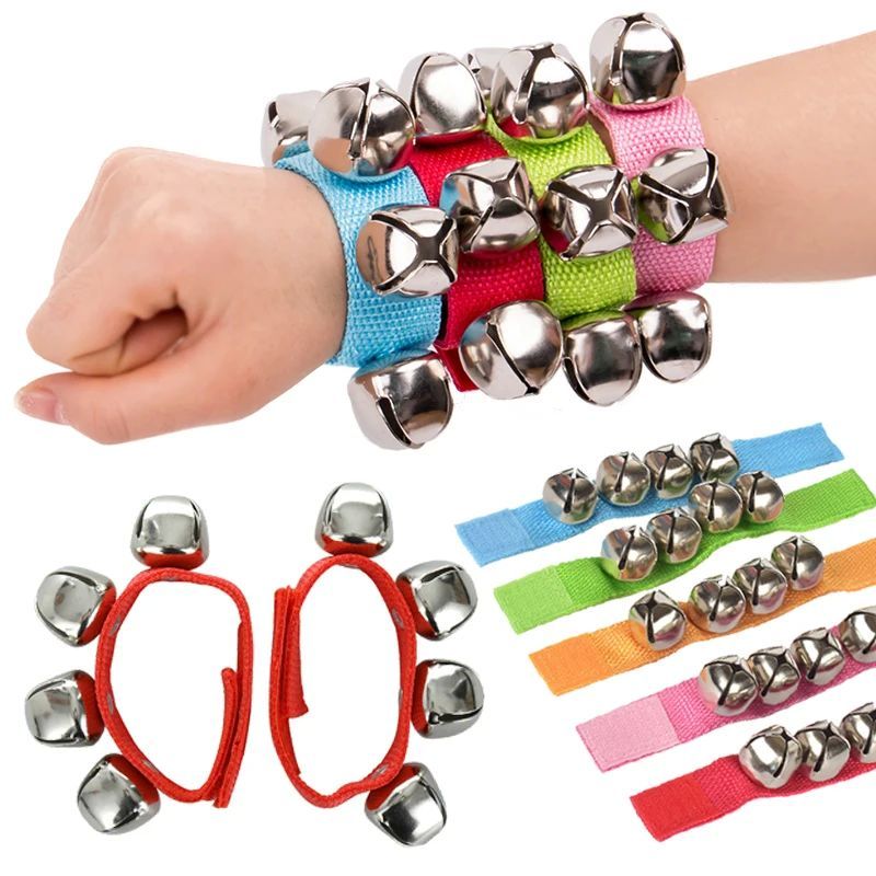 1 Pairs Wrist Bells Kids Jingles Shake Rattles Toy Percussio