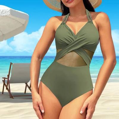 Solid Color Monokini One-piece Swimsuit Stylish Women's Summ