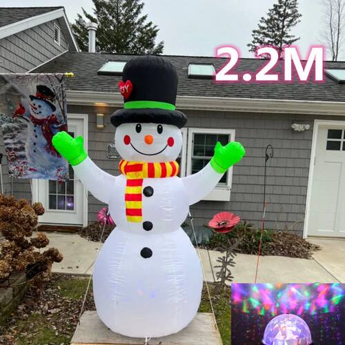 2.2M Christmas Snowman Inflatable Model Rotate LED Light Gre