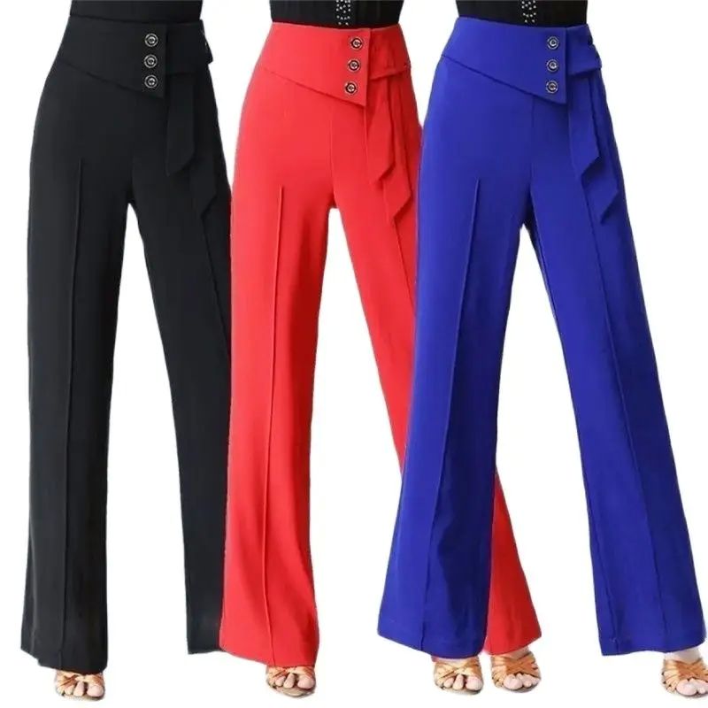 Wide-Leg Women Pants High Waist Latin Dance National Standar