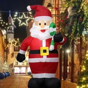 Crutch Decoration Christmas Toy Claus Inflatable Santa 1.2M