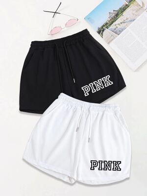 Two-piece alphabet hot pants, fitness yoga waist casual shor