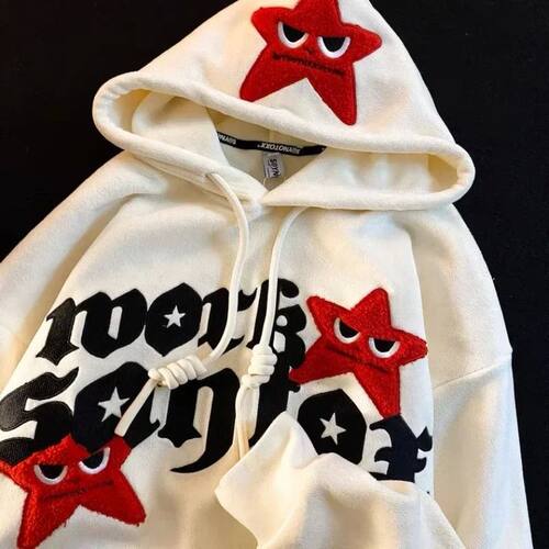 Street five-pointed star embroidery letter design pullover h