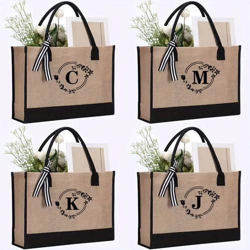 Personalized Letter Shoulder Canvas Ladies Bag Large Capacit