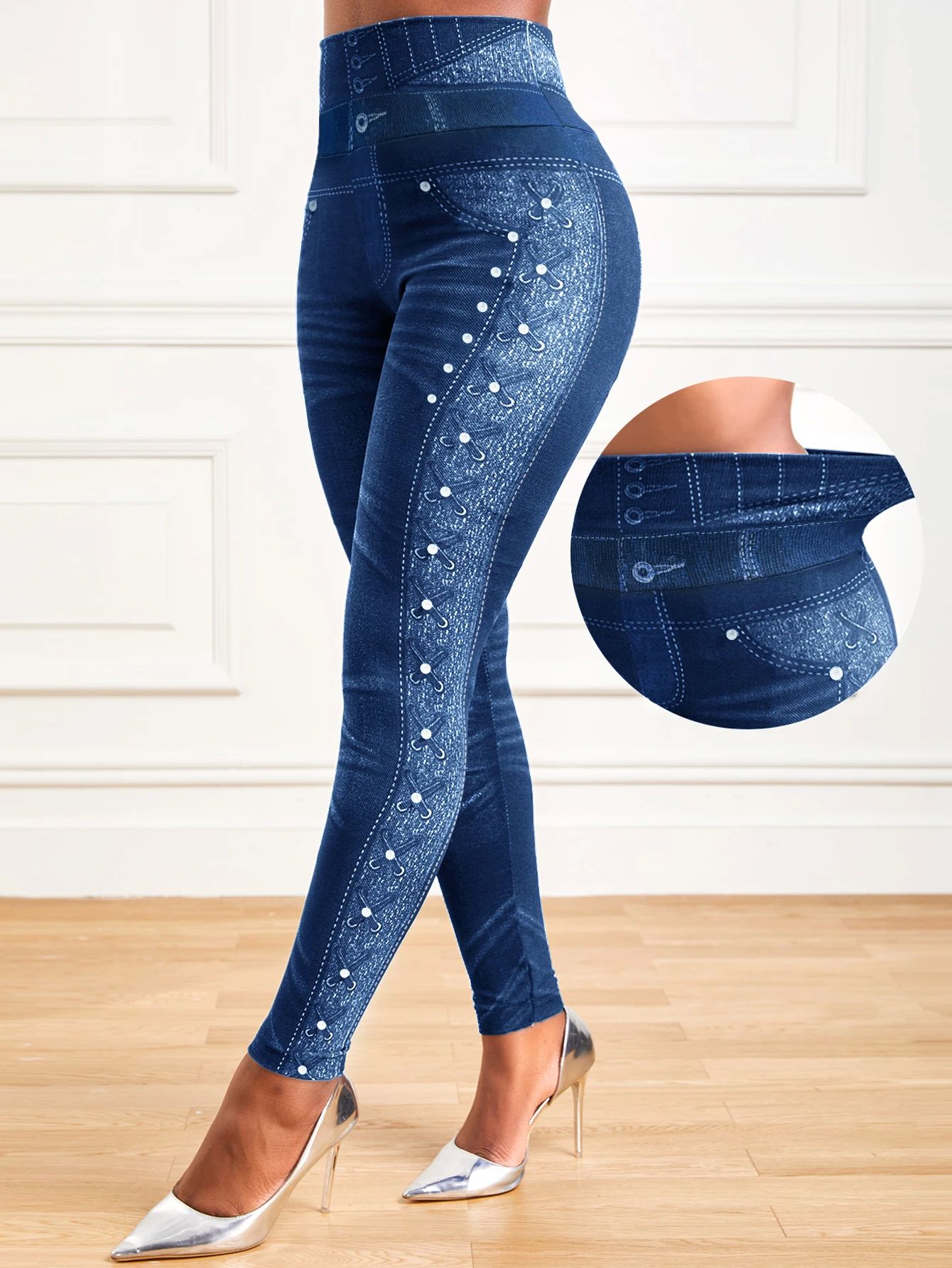 Women's Leggings Yoga Pants Skinny Imitation Jeans Belly Lif