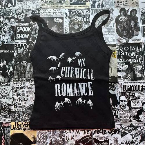 Y2k Crop Top Summer Gothic Slim Vintage Graphic Baby Tee emo