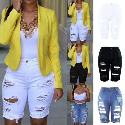 Women Denim Shorts Summer Destroyed Hole Jeans Fashion Casua
