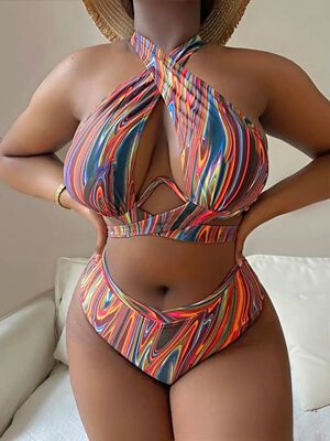 2023 Push Up Bikini Printed Swimsuit Women Plus Size Swimwea