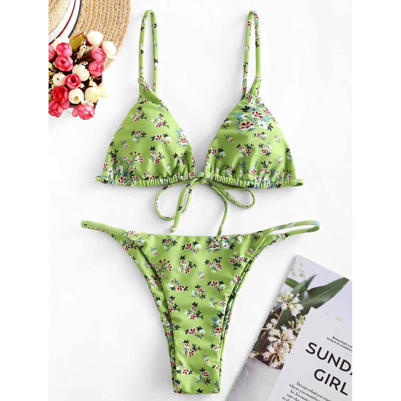 Women Bandeau Bandage Bikini Set Push-up Brazilian Swimwear-封面