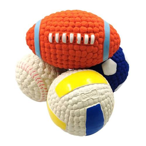 Soft Pet Ball Squeaky Toy For Small Large Dog Rugby Tennis V