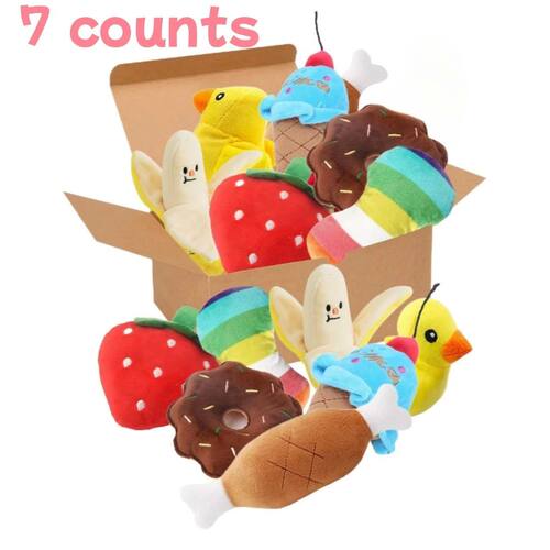 A 7-piece set of puppy sound toys, loose plush pet chewing,