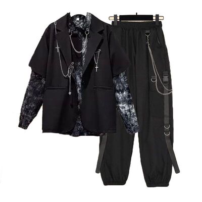 Autumn 2024 Women Chain Cargo Pants+Chian Blouse+Chain Vest