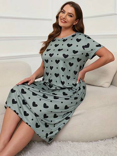 Plus Size Dresses Micro Stretchy Nightgowns Short Sleeve Pul