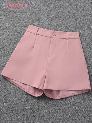 Aelegantmis Office Lady Solid Shorts for Women Summer Y2k Lo