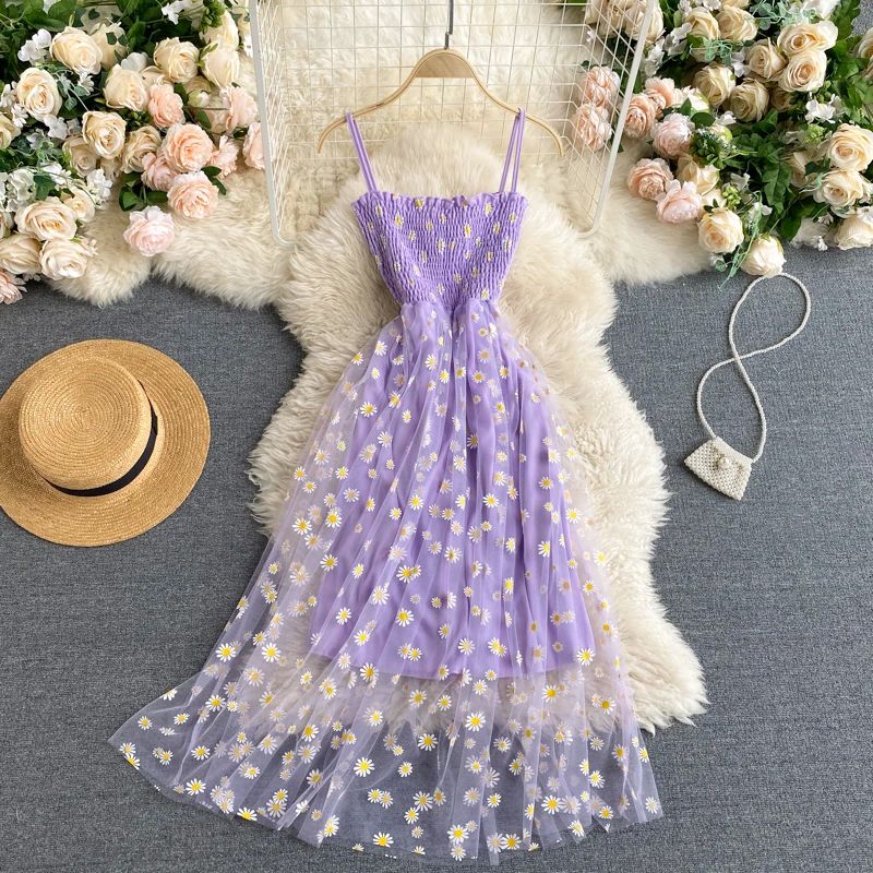 YuooMuoo Romantic Floral Print Straps Long Dress Women Basic