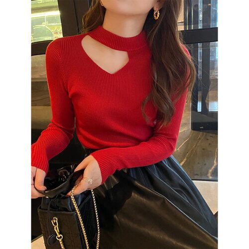 Basic Hollow Out Women Sweaters Autumn Winter Tops Slim Jump