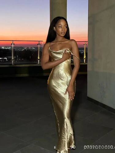 Elegant Satin Backless Maxi Dress For Women Gown Summer Spag