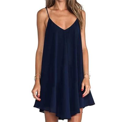 Plus Size Women's Loose Backless Slip Cross Fashion Solid Co