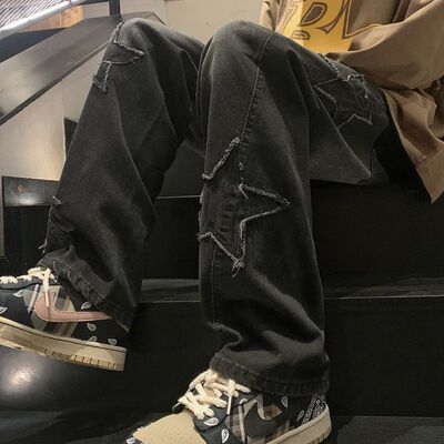 Y2K Vintage Men Korean Black Streetwear Oversize Star Aesthe