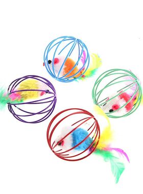 Cat Pet Toy Feather Tail Mouse 6cm Paint Cage Mouse Fissle C