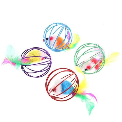 Cat Pet Toy Feather Tail Mouse 6cm Paint Cage Mouse Fissle C