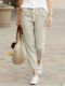 Female Linen Elastic Wais Leg Women Cotton Wide Pants Summer