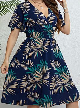 Plus Size Women Summer Dress Loose Fit Pleat Bohemian Elegan