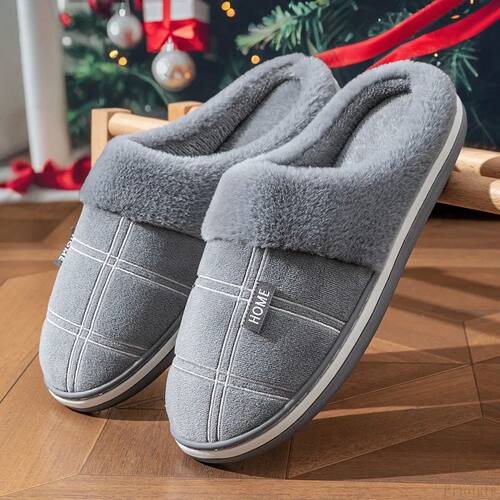 Large size 50-51 Plaid House Slippers for Man Memory Foam Wi