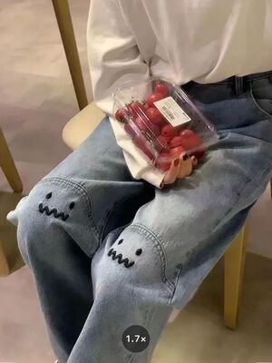 Ins Ladies Jeans 2023 Personality Letter Jeans Hip Hop Tide