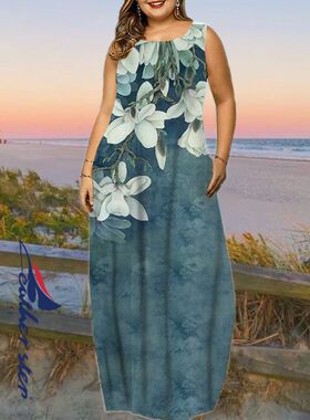 Plus Size Summer Women's Sexy Dress Holiday Female Dress Ink