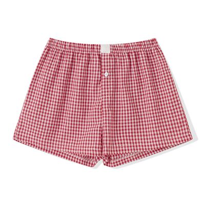 Women’s Plaids Shorts Casual Elastic Low Waist Button Front