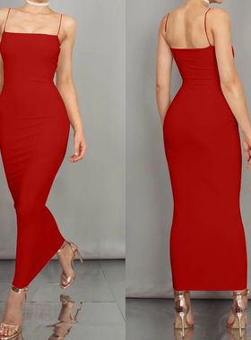 JZ461 New Summer Women's Dress Long Sling Dresses Club Sexy