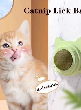 Cats Rotatable Catnip Ball Wall Sucker Lick Treat Toys Conta