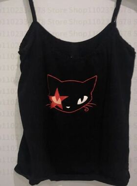 Y2K Gothic Emo Vintage Sleeveless Tank Tops Kitten Printed S
