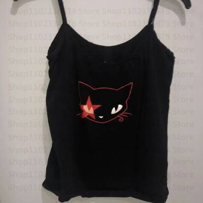 Y2K Gothic Emo Vintage Sleeveless Tank Tops Kitten Printed S