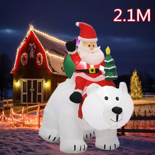 1.8m Christmas Santa Claus Rides Polar Bear And 1.5m Snowman