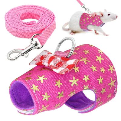 Hamster Pet Harness Rabbit Bowtie Striped Star Harness Vest